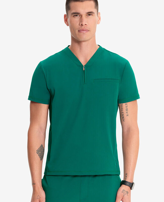 Partial Zip V-Neck Scrub Top